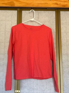 J. Crew Organic Slub Long Sleeve Crewneck Tee - Coral, Size L